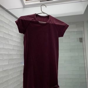 lululemon shirt sleeve swiftly tech maroon stripe
